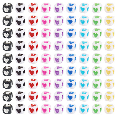 900Pcs 9 Colors Opaque Acrylic Beads OACR-TA0003-59-1