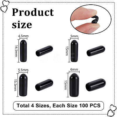 400Pcs 4 Styles PVC Round End Cap Cover FIND-GA0007-05-1