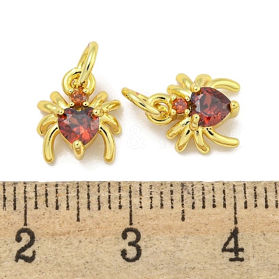 Rack Plating Brass Micro Pave Cubic Zirconia Spider Charms ZIRC-I065-02C-1