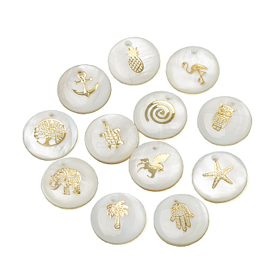 Natural Freshwater Shell Pendants SHEL-CJ0001-04-1