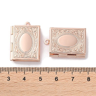 Rack Plating Brass Locket Pendants KK-F090-04RG-1
