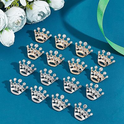 16pcs 2 Colors Crystal Rhinestone Crown Brooches JEWB-CA0001-10-1