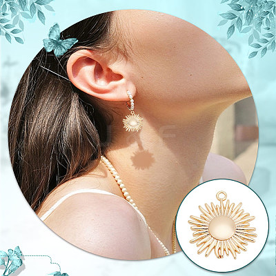 10Pcs Brass Solar Eclipse Pendants KK-BC0013-13-1