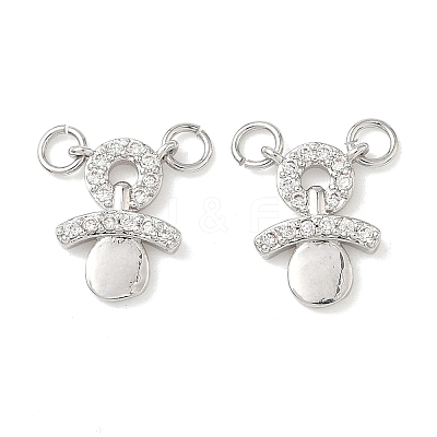 Brass Micro Pave Clear Cubic Zirconia Charms KK-P342-10P-1