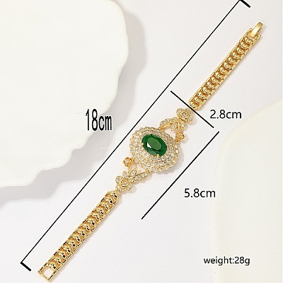 Real 18K Gold Plated Brass Rhinestone Link Bracelets TO0430-1-1