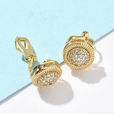 Brass Micro Pave Clear Cubic Zirconia Clip-on Earrings EJEW-A132-02B-G-1