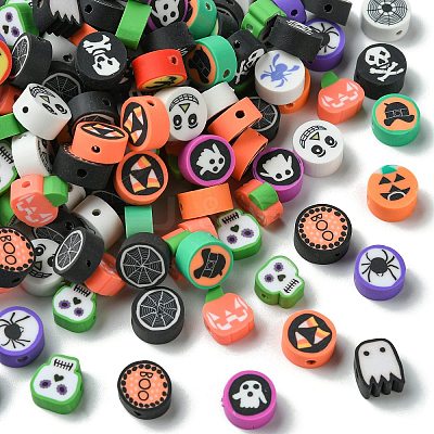 200Pcs 2 Styles Halloween Handmade Polymer Clay Beads CLAY-CJ0001-86-1