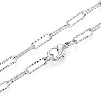 Brass Textured Paperclip Chain Necklace Making MAK-S072-03A-P-1