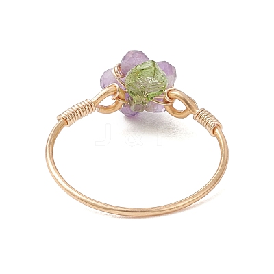 Copper Wired Gemstone Finger Rings RJEW-JR00976-1
