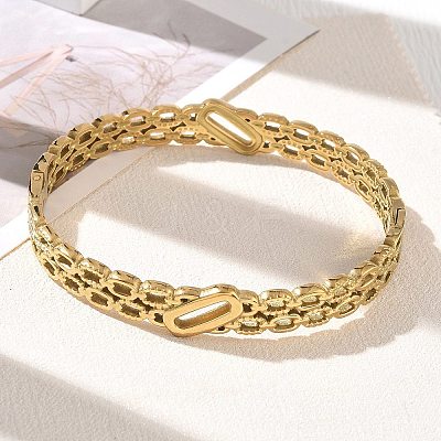 304 Stainless Steel Hollow Hinged Cuff Bangles SA-CBAB92B-07G-1