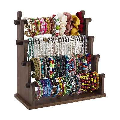 4-Tier Wood Bracelet Organizer Display Stands BDIS-WH0010-16A-1
