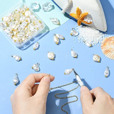 65Pcs 13 Styles ABS Plastic Imitation Pearl Pendants PALLOY-CJ00169-1