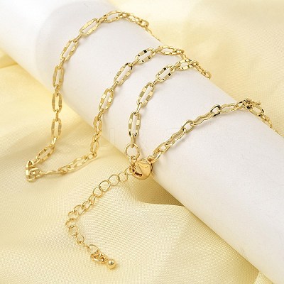3MM Brass Textured Oval Link Chain Necklaces for Women Men NJEW-F355-01G-1