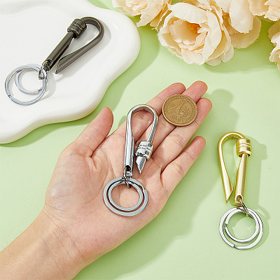 3Pcs 3 Colors Alloy Heavy Duty Keychains with 2 Detachable Key Rings FIND-HY0002-93-1