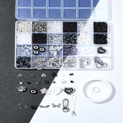DIY Alloy & Glass & Acrylic Mobile Phone Strap Making Kits DIY-FS0006-65-1