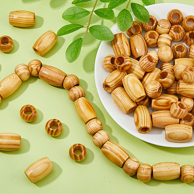 140Pcs 2 Styles Wood Beads WOOD-DC0001-41-1