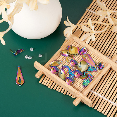28Pcs 7 Style Rainbow Color 304 Stainless Steel Stud Earring Findings FIND-CW0001-20-1