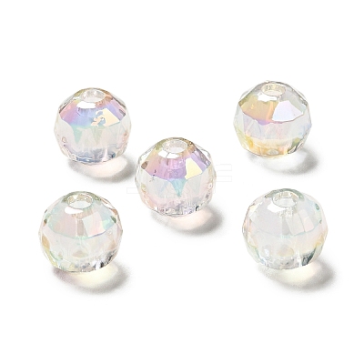 UV Plating Rainbow Iridescent Transparent Acrylic Beads OACR-A014-A01-1