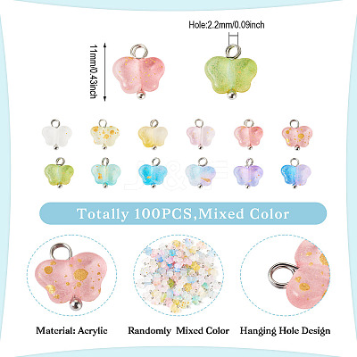 100Pcs Acrylic Pendants PALLOY-TAC0168-1