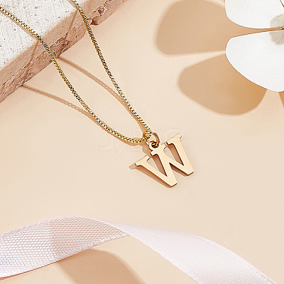1pc 304 Stainless Steel Letter Pendant Necklaces NJEW-LP0001-38W-G-1