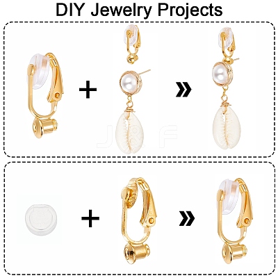 36Pcs Brass Clip-on Earring Converters Findings KK-SP0001-10G-1