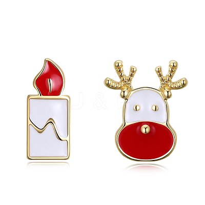 Classic Zinc Alloy Enamel Stud Earrings EJEW-BB31880-A-1