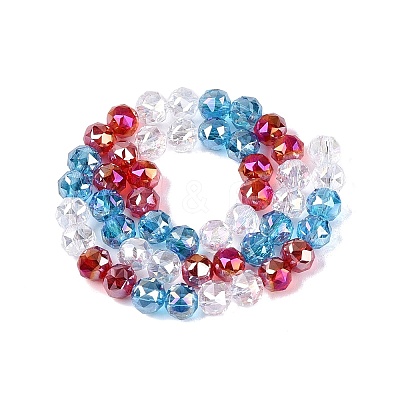 Electroplate Transparent Glass Beads Strands EGLA-Q135-8MM-C02-1