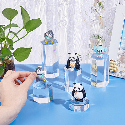 5Pcs 5 Styles Acrylic Hexagon Display Stands OACR-BC0001-22-1
