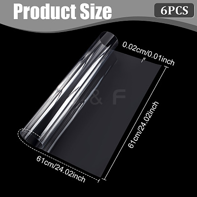 6Pcs Transparent PVC Sheets FIND-WA0001-34B-1