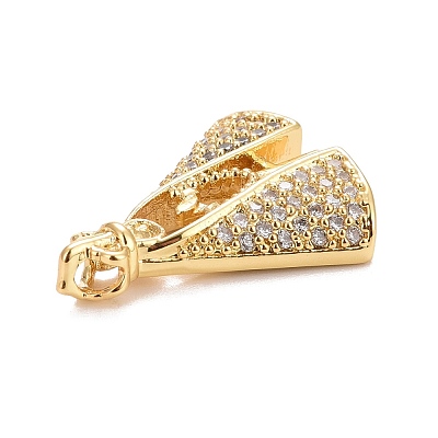 Rack Plating Brass Cubic Zirconia Pendants Findings KK-E275-23G-1