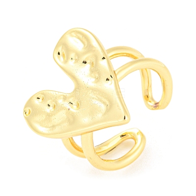Brass Heart Open Cuff Rings RJEW-Q781-13G-1