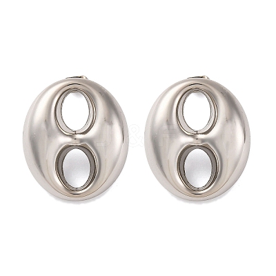 Oval 304 Stainless Steel Stud Earrings EJEW-A125-79B-P-1