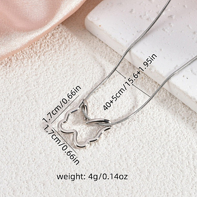 Hollow 304 Stainless Steel Butterfly Pendant Round Snake Chain Necklaces for Women WG3C067-02-1