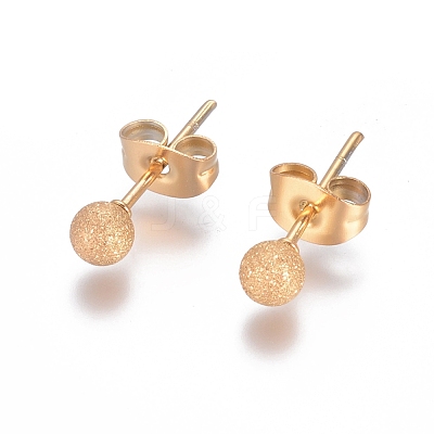 Ion Plating(IP) 304 Stainless Steel Stud Earrings EJEW-L215-58B-G-1
