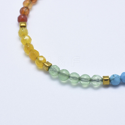 Mixed Stone Braided Bead Bracelets BJEW-I258-N-1