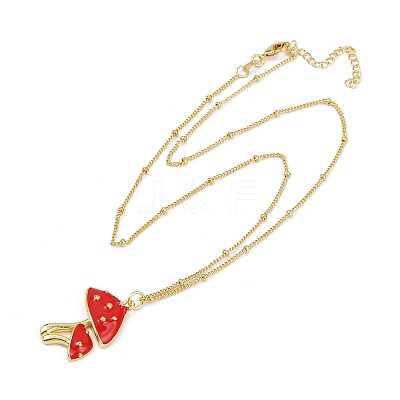 Brass FireBrick Enamel Pendant Necklaces for Women NJEW-U042-01B-G-1