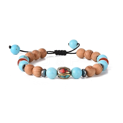 Wooden Braided Bead Bracelets Sets BJEW-JB09066-1