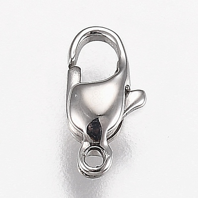 Tarnish Resistant Polished 316 Surgical Stainless Steel Lobster Claw Clasps X-STAS-Z013-12P-1