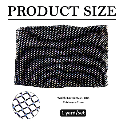1 Yard Polyester with Resin Rhinestone Mesh Fabric AJEW-FH0009-34A-1