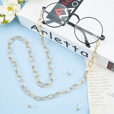 Aluminium Cable Chains/Paperclip Chains Eyeglasses Chains AJEW-AR0001-09G-1