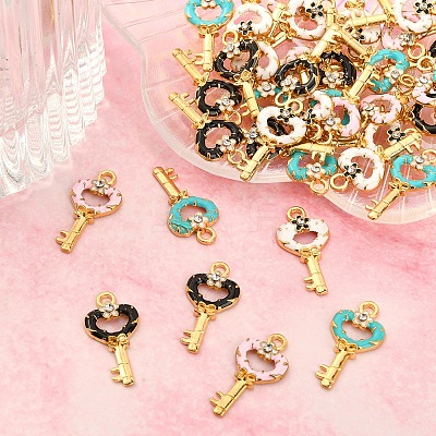40Pcs 4 Colors Alloy Enamel Pendants ENAM-CJ0002-59-1