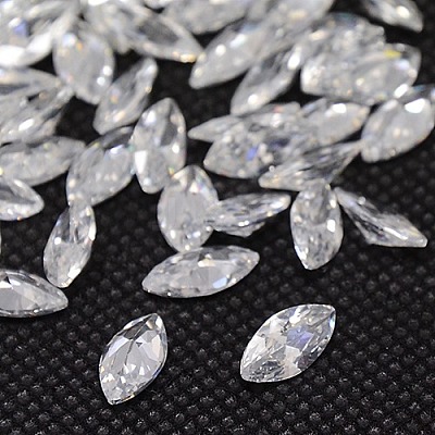 Clear Grade A Horse Eye Cubic Zirconia Pointed Back Cabochons X-ZIRC-M003-4x2mm-007-1