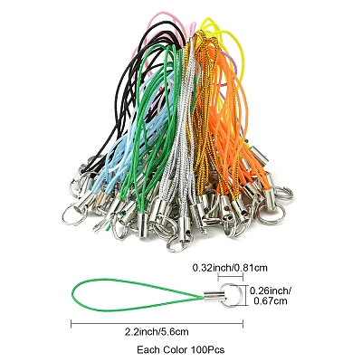 100Pcs Polyester Cord Mobile Straps MOBA-FS0001-02E-1