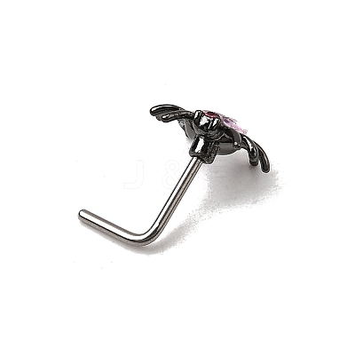 Heart Spider 316L Surgical Stainless Steel with Cubic Zirconia L-Shaped Nose Rings FS-WG44168-02-1