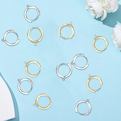 6 Pairs 2 Colors Rack Plating Brass Micro Pave Cubic Zirconia Hoop Earrings Findings KK-BBC0021-75-1