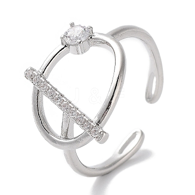Brass Micro Pave Cubic Zirconia Cuff Rings RJEW-G310-02P-1