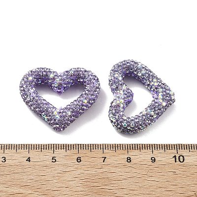 Heart Shape Polymer Clay Rhinestone Beads CLAY-NH0001-09B-08-1