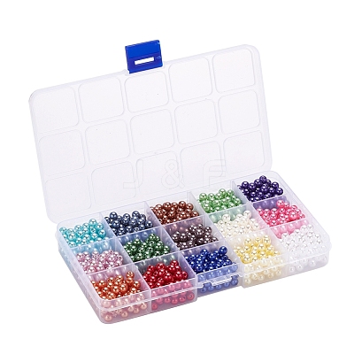 1200Pcs 15 Colors Imitation Pearl Acrylic Beads OACR-YW0001-12-1
