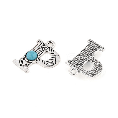Synthetic Turquoise & Alloy Pendants PALLOY-H146-01AS-P-1