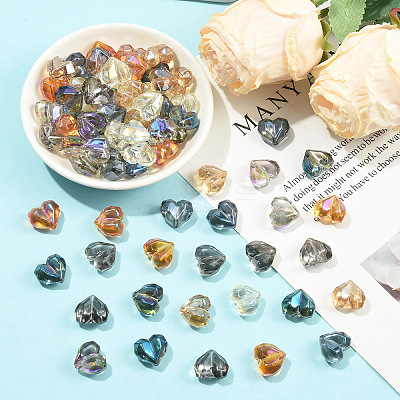 70Pcs 7 Colors Electroplate Transparent Glass Beads EGLA-YW0005-71-1